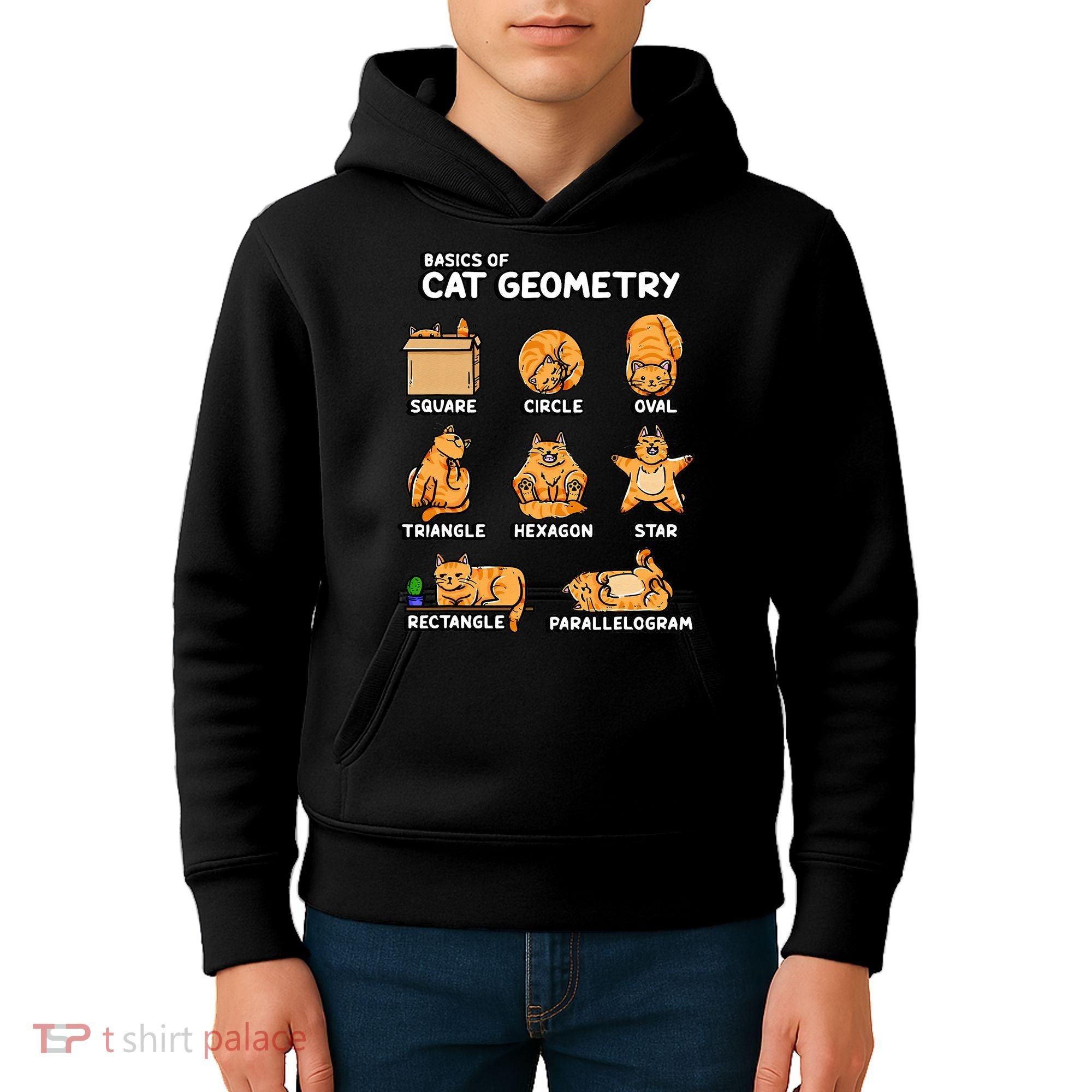 Basic Cat Geometry Cute Cat Cat Lover Cat Owner math school Kids Hoodie