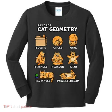 Basic Cat Geometry Cute Cat Cat Lover Cat Owner math school Kids Long Sleeve Shirt