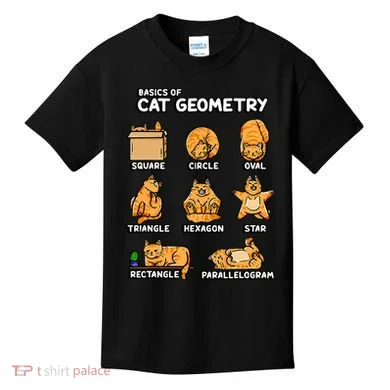 Basic Cat Geometry Cute Cat Cat Lover Cat Owner math school Kids T-Shirt