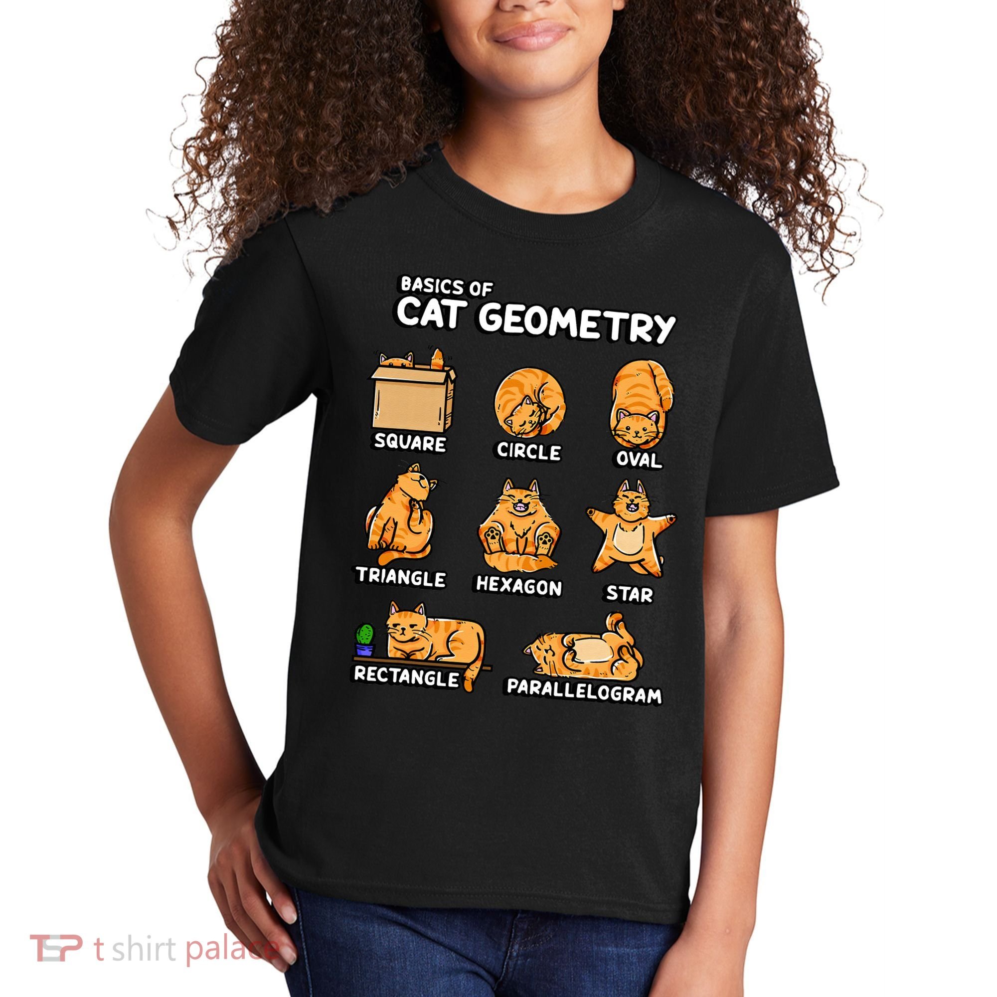 Basic Cat Geometry Cute Cat Cat Lover Cat Owner math school Kids T-Shirt