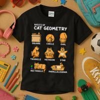 Basic Cat Geometry Cute Cat Cat Lover Cat Owner math school Kids T-Shirt thumb 3