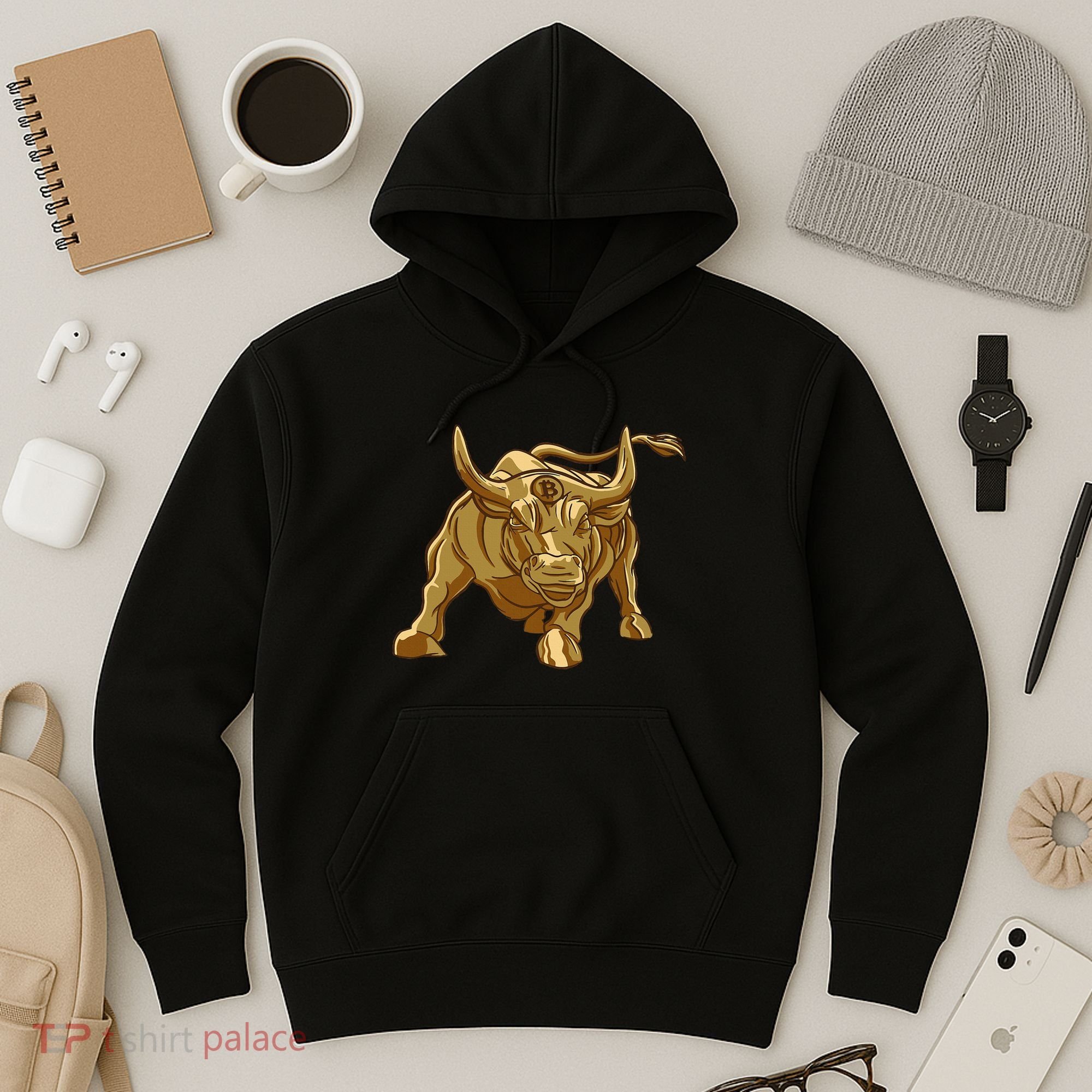 Bitcoin Crypto Golden Bull Btc Graphic Hoodie