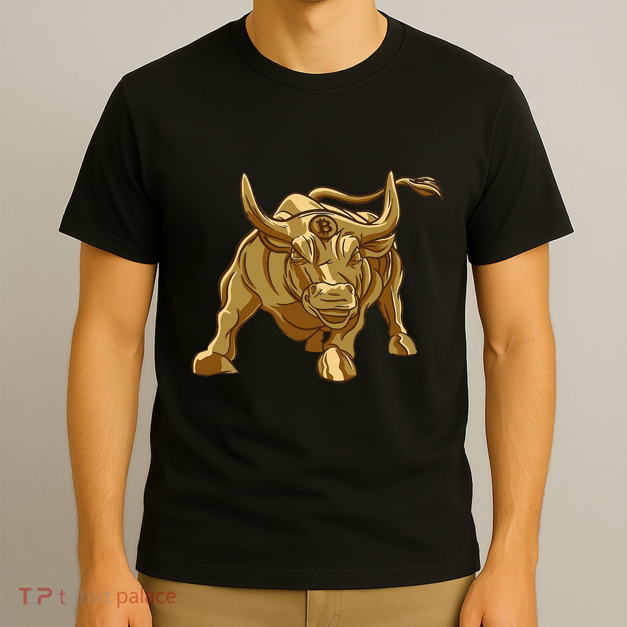 Bitcoin Crypto Golden Bull Btc Graphic T-Shirt