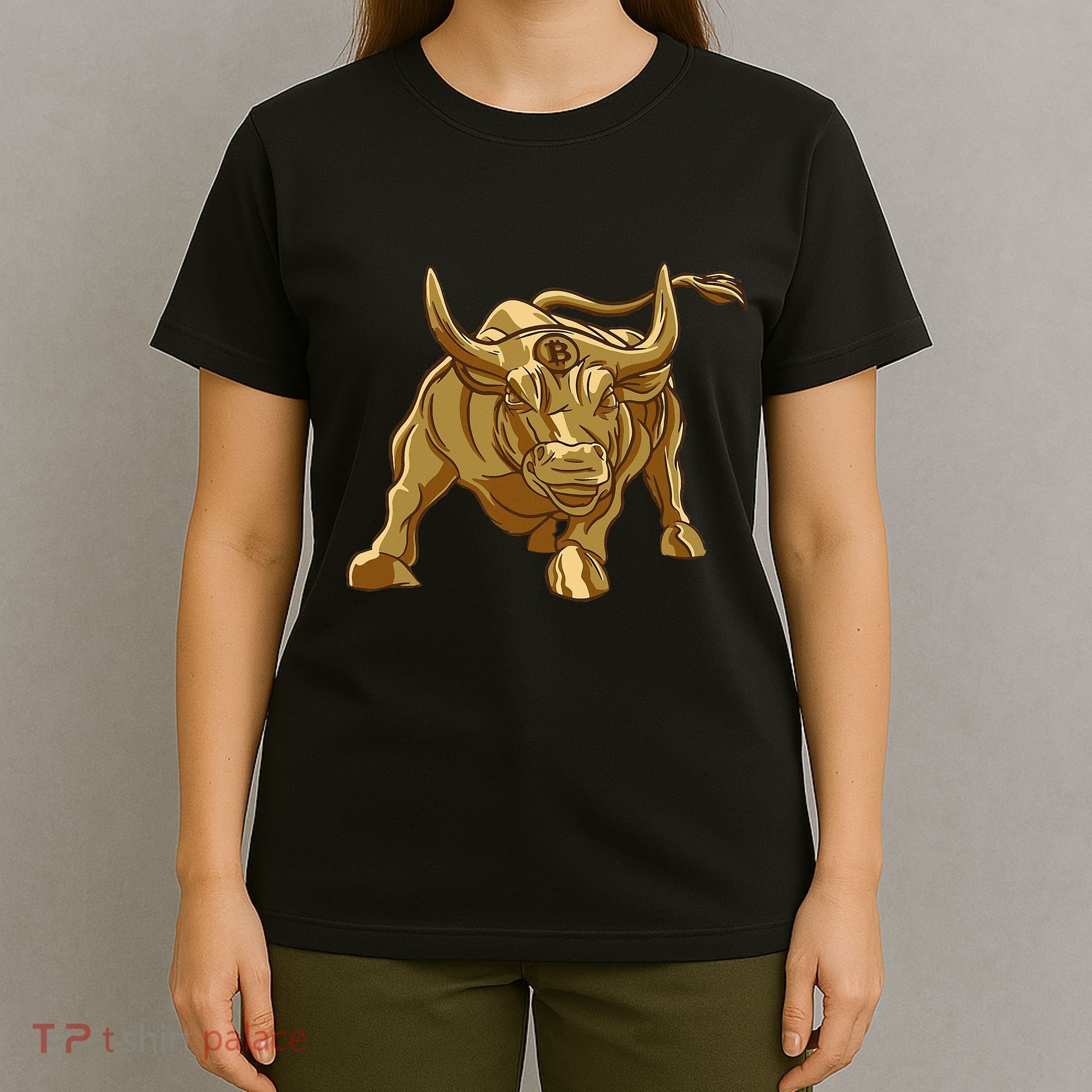 Bitcoin Crypto Golden Bull Btc Graphic T-Shirt
