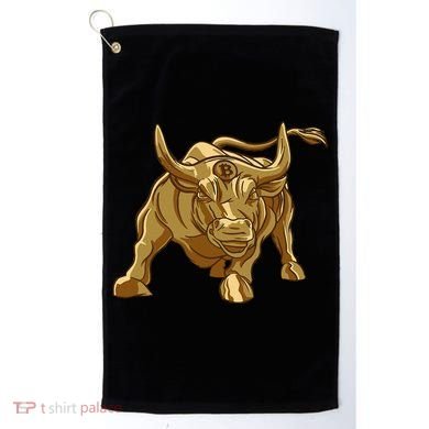 Bitcoin Crypto Golden Bull Btc Graphic Golf Towel