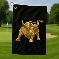 Bitcoin Crypto Golden Bull Btc Graphic Golf Towel thumb 1