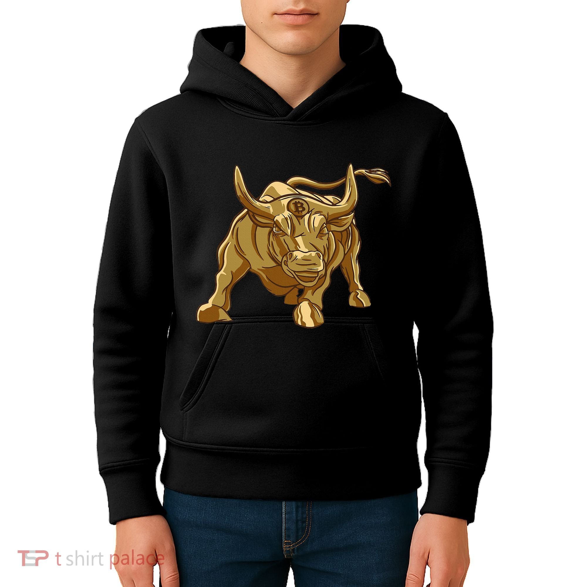 Bitcoin Crypto Golden Bull Btc Graphic Kids Hoodie