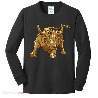 Bitcoin Crypto Golden Bull Btc Graphic Kids Long Sleeve Shirt
