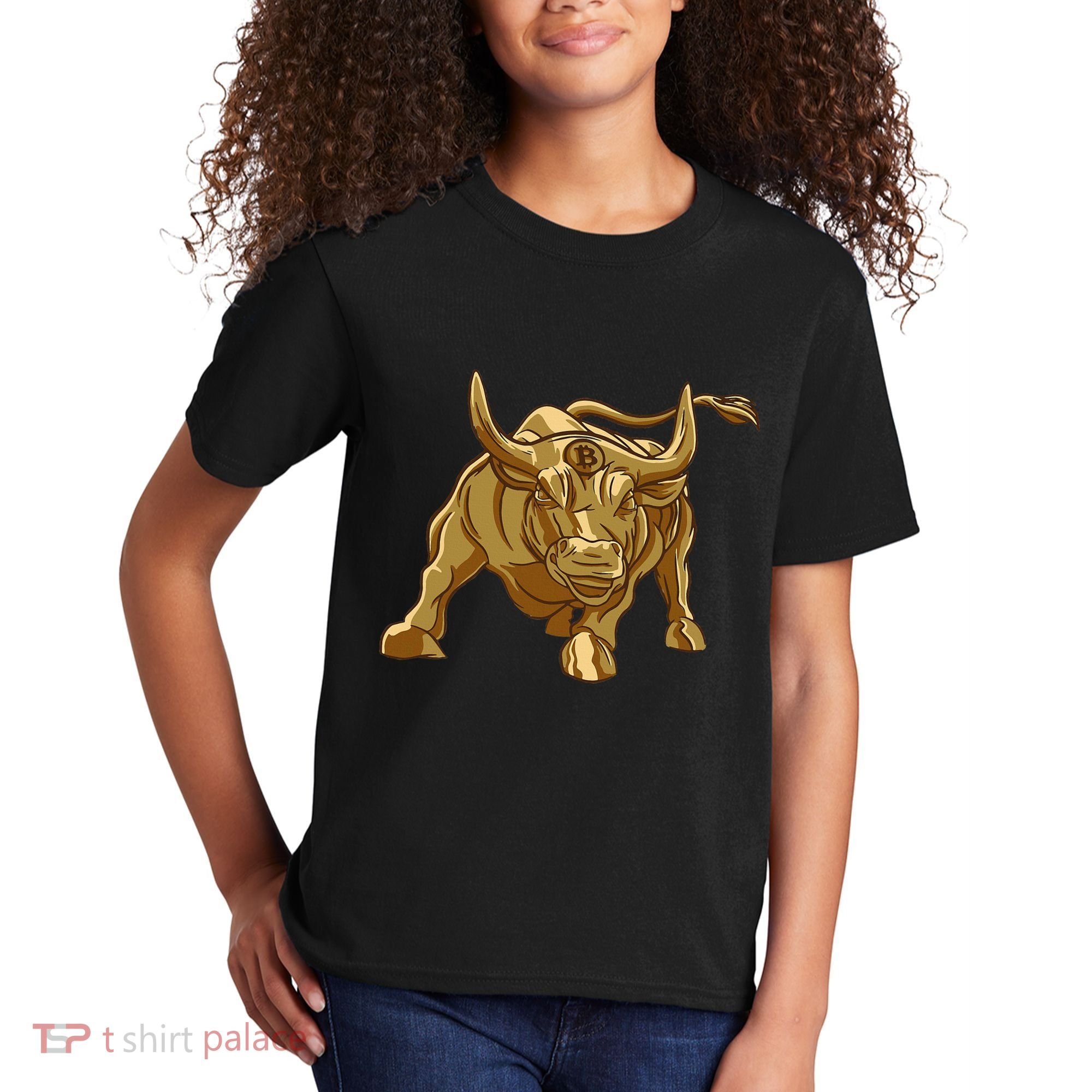 Bitcoin Crypto Golden Bull Btc Graphic Kids T-Shirt
