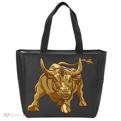 Bitcoin Crypto Golden Bull Btc Graphic Tote Bag