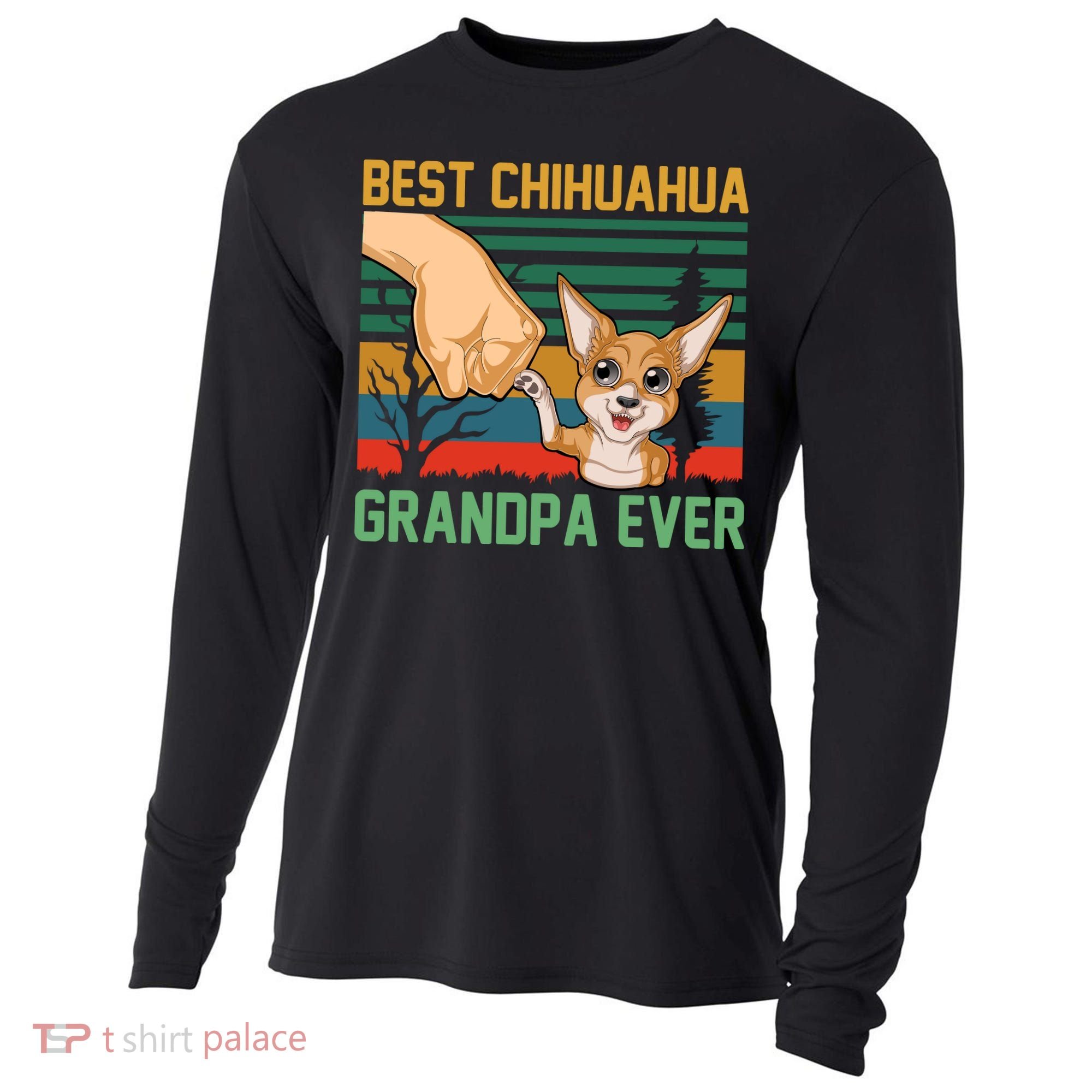 Best Chihuahua Grandpa Ever Cooling Performance Long Sleeve Crew