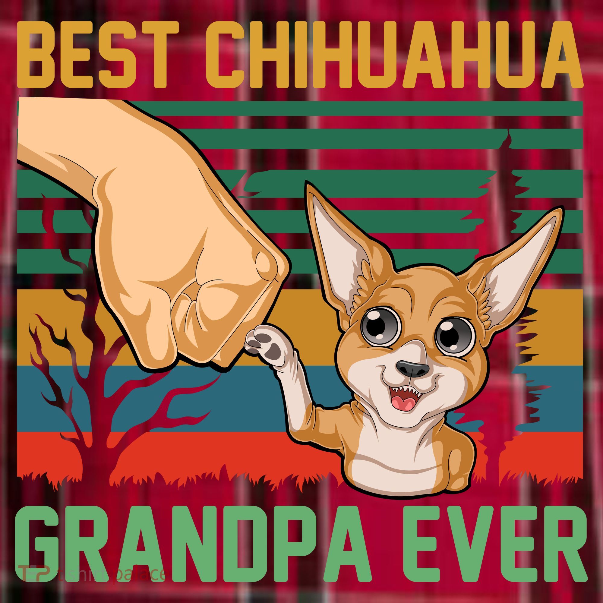 Best Chihuahua Grandpa Ever Men's Flannel Plaid Pajama Pants