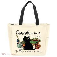 Black Cat Gardening Because Murder Is Wrong Tote Bag thumb 0