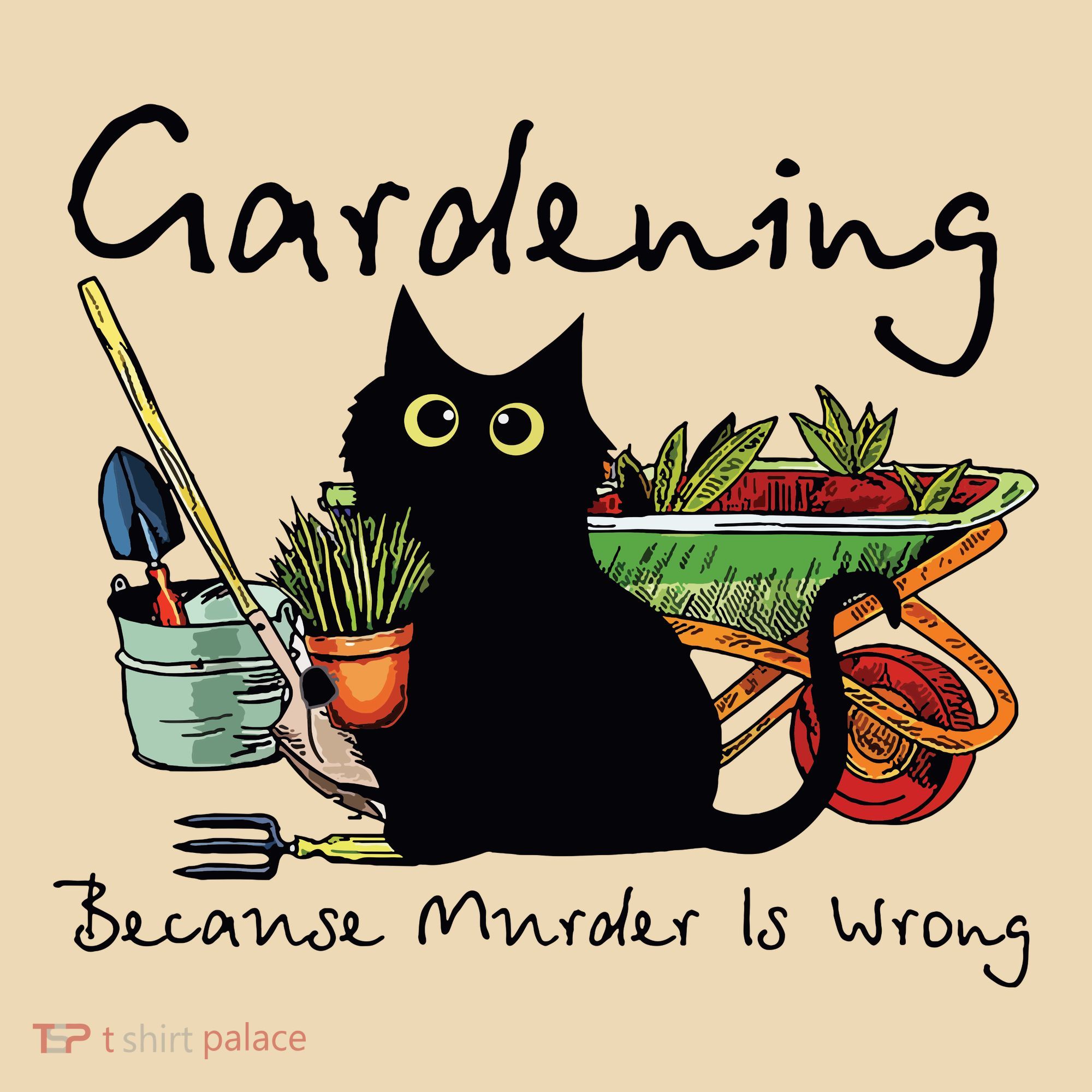 Black Cat Gardening Because Murder Is Wrong Tote Bag