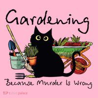 Black Cat Gardening Because Murder Is Wrong Coaster thumb 2