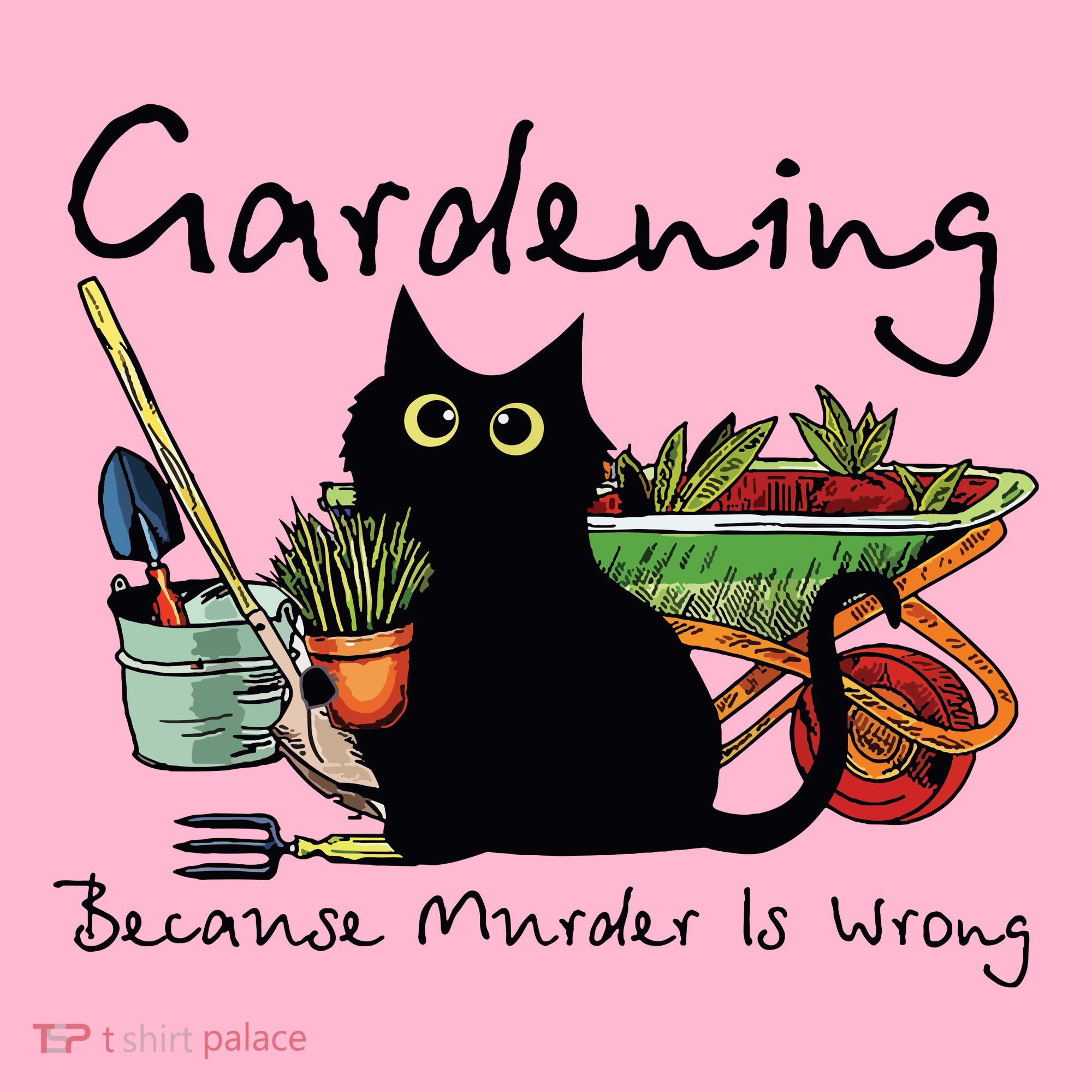 Black Cat Gardening Because Murder Is Wrong Coaster