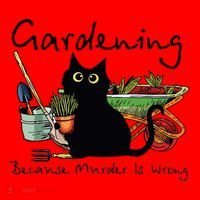Black Cat Gardening Because Murder Is Wrong Santa Hat thumb 1