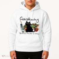 Black Cat Gardening Because Murder Is Wrong Hoodie thumb 2