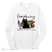 Black Cat Gardening Because Murder Is Wrong Long Sleeve Shirt thumb 0