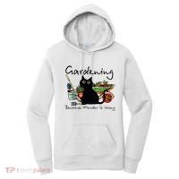 Black Cat Gardening Because Murder Is Wrong Women's Hoodie thumb 0
