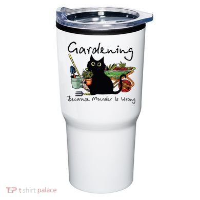 Black Cat Gardening Because Murder Is Wrong Tumbler