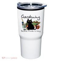 Black Cat Gardening Because Murder Is Wrong Tumbler thumb 0