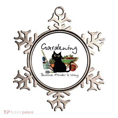 Black Cat Gardening Because Murder Is Wrong Ornament