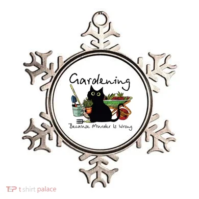 Black Cat Gardening Because Murder Is Wrong Ornament