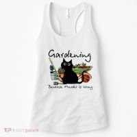 Black Cat Gardening Because Murder Is Wrong Women's Tank Top thumb 0