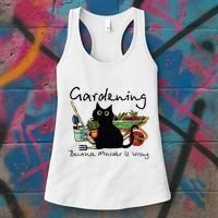 Black Cat Gardening Because Murder Is Wrong Women's Tank Top thumb 3
