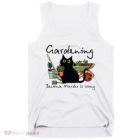 Black Cat Gardening Because Murder Is Wrong Tank Top thumb 0