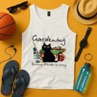 Black Cat Gardening Because Murder Is Wrong Tank Top thumb 4