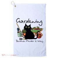 Black Cat Gardening Because Murder Is Wrong Golf Towel thumb 0
