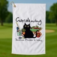 Black Cat Gardening Because Murder Is Wrong Golf Towel thumb 1