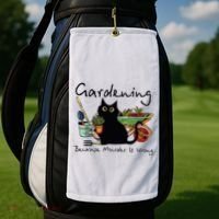 Black Cat Gardening Because Murder Is Wrong Golf Towel thumb 2