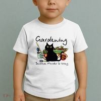 Black Cat Gardening Because Murder Is Wrong Toddler T-Shirt thumb 2