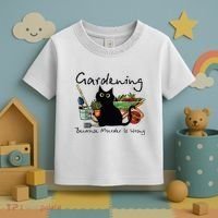 Black Cat Gardening Because Murder Is Wrong Toddler T-Shirt thumb 3