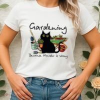 Black Cat Gardening Because Murder Is Wrong Women's T-Shirt thumb 2