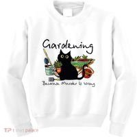 Black Cat Gardening Because Murder Is Wrong Kids Sweatshirt thumb 0