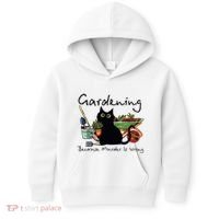 Black Cat Gardening Because Murder Is Wrong Kids Hoodie thumb 0