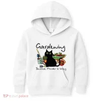 Black Cat Gardening Because Murder Is Wrong Kids Hoodie thumb 0