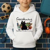 Black Cat Gardening Because Murder Is Wrong Kids Hoodie thumb 2