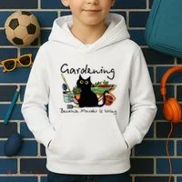 Black Cat Gardening Because Murder Is Wrong Kids Hoodie thumb 2