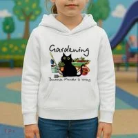 Black Cat Gardening Because Murder Is Wrong Kids Hoodie thumb 3