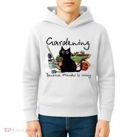 Black Cat Gardening Because Murder Is Wrong Kids Hoodie thumb 4