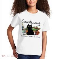 Black Cat Gardening Because Murder Is Wrong Kids T-Shirt thumb 2