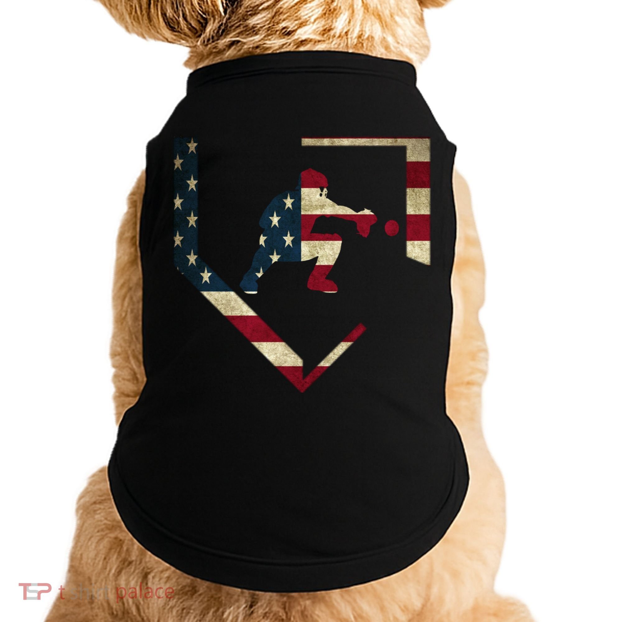 Baseball Catcher Gear Cute Gift American Flag Baseballin Gift Doggie Tank