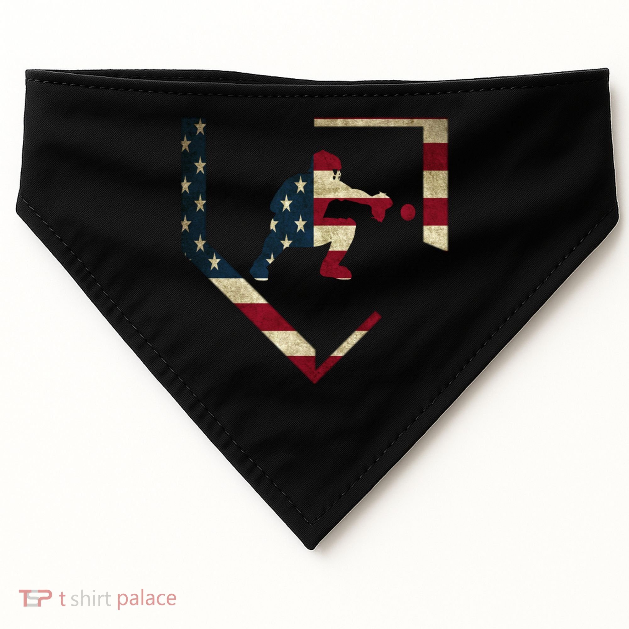 Baseball Catcher Gear Cute Gift American Flag Baseballin Gift USA-Made Doggie Bandana