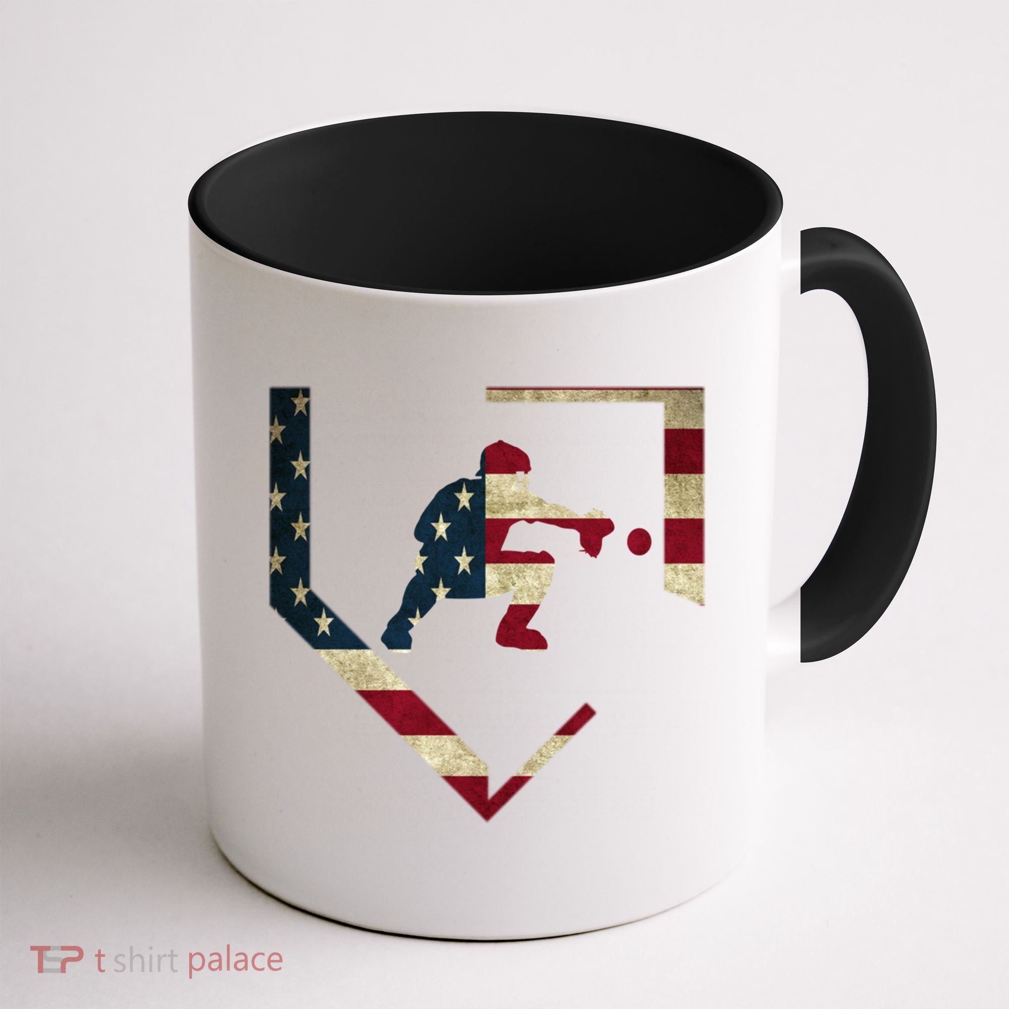 Baseball Catcher Gear Cute Gift American Flag Baseballin Gift Coffee Mug