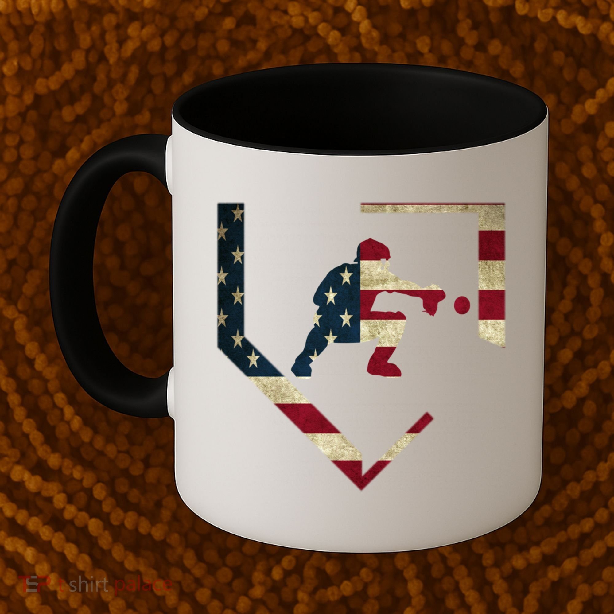 Baseball Catcher Gear Cute Gift American Flag Baseballin Gift Coffee Mug